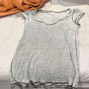 Free People green Waffle Knit Tee